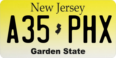 NJ license plate A35PHX