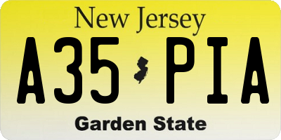 NJ license plate A35PIA