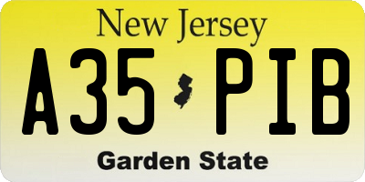 NJ license plate A35PIB
