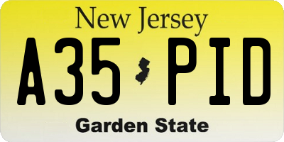 NJ license plate A35PID
