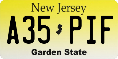 NJ license plate A35PIF