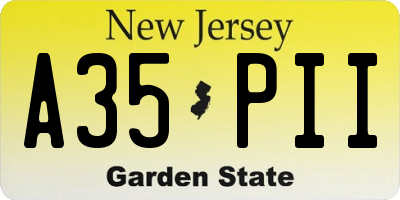 NJ license plate A35PII