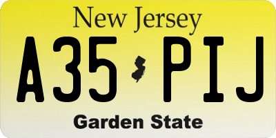 NJ license plate A35PIJ