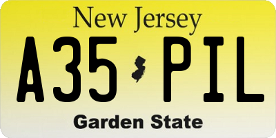 NJ license plate A35PIL