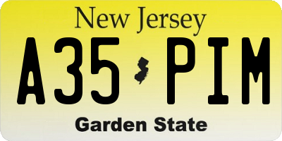 NJ license plate A35PIM