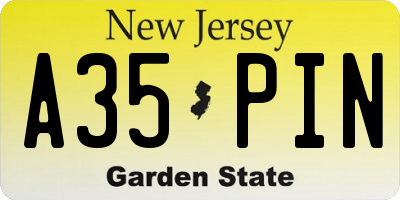 NJ license plate A35PIN