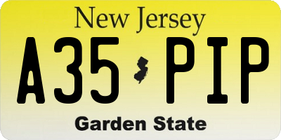NJ license plate A35PIP