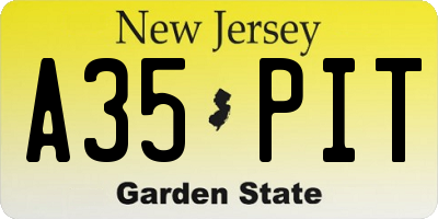 NJ license plate A35PIT