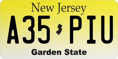 NJ license plate A35PIU