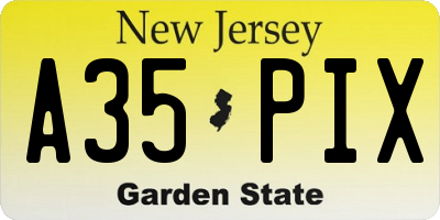 NJ license plate A35PIX