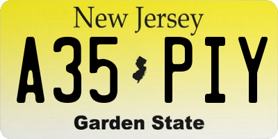 NJ license plate A35PIY
