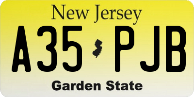 NJ license plate A35PJB