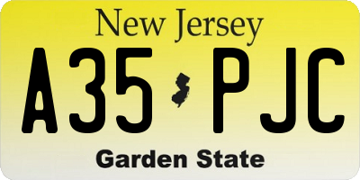 NJ license plate A35PJC