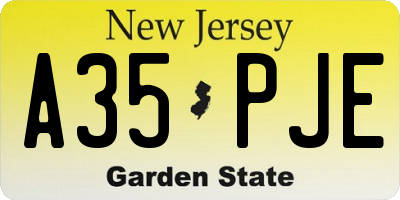 NJ license plate A35PJE