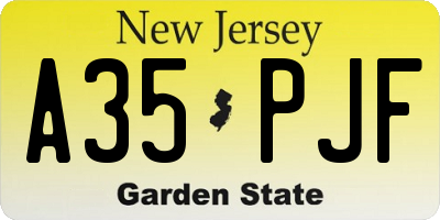 NJ license plate A35PJF