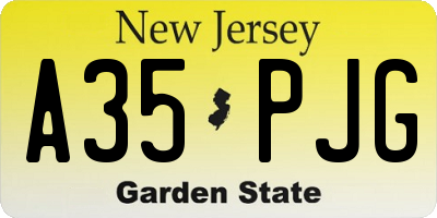 NJ license plate A35PJG