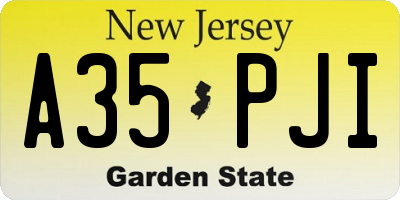 NJ license plate A35PJI