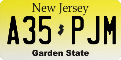 NJ license plate A35PJM