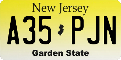 NJ license plate A35PJN