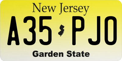 NJ license plate A35PJO