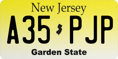 NJ license plate A35PJP