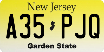 NJ license plate A35PJQ
