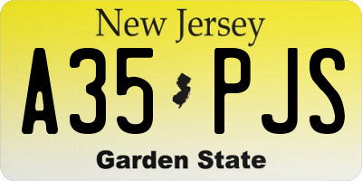 NJ license plate A35PJS