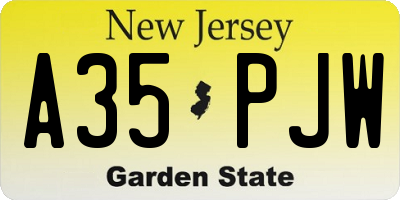 NJ license plate A35PJW