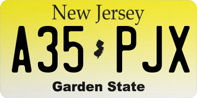 NJ license plate A35PJX