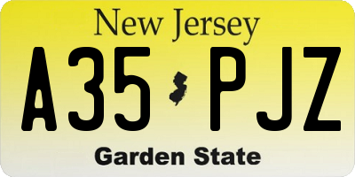 NJ license plate A35PJZ
