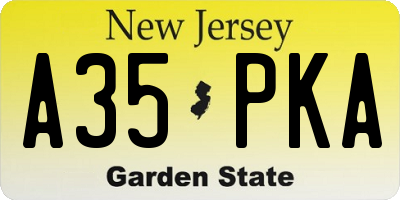 NJ license plate A35PKA