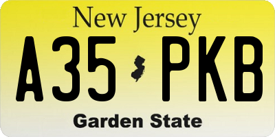 NJ license plate A35PKB
