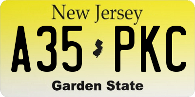 NJ license plate A35PKC