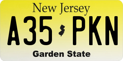 NJ license plate A35PKN