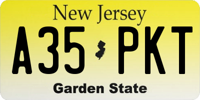 NJ license plate A35PKT