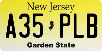 NJ license plate A35PLB