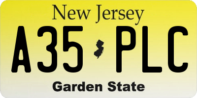 NJ license plate A35PLC