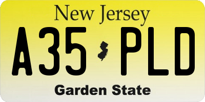 NJ license plate A35PLD