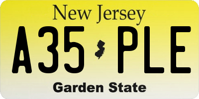 NJ license plate A35PLE