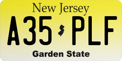 NJ license plate A35PLF