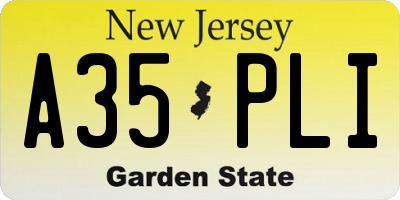 NJ license plate A35PLI