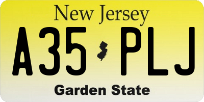 NJ license plate A35PLJ