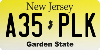 NJ license plate A35PLK