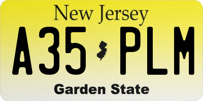 NJ license plate A35PLM
