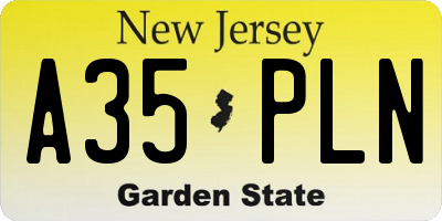 NJ license plate A35PLN