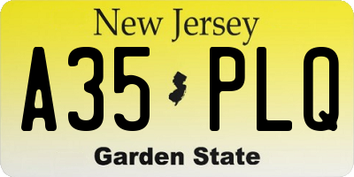 NJ license plate A35PLQ