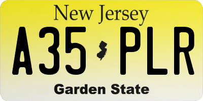NJ license plate A35PLR
