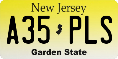 NJ license plate A35PLS