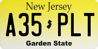 NJ license plate A35PLT