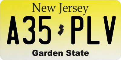NJ license plate A35PLV